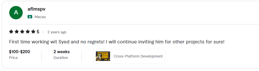 Fiverr review screenshot